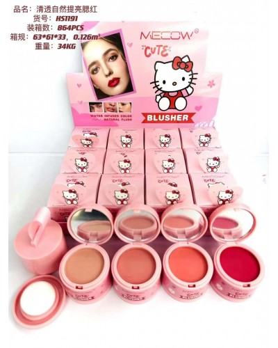 RUBOR TIPO SELLO MECOW CUTE  HELLO KITTY HS1191 x12 /CAJA