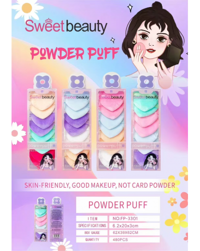 SET BORLAS CORAZON PARA POLVO SWEET BEAUTY 8PCS 