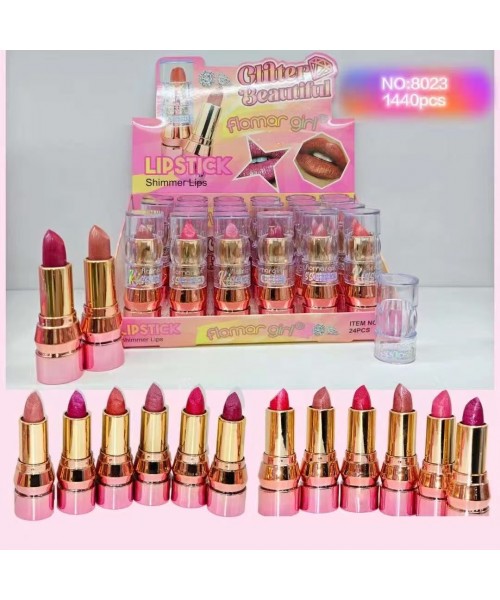 LABIAL MATTE GLITTER BEAUTIFUL FLOMAR GIRL 8023 x24 /CAJA LABIAL MATTE GLITTER BEAUTIFUL FLOMAR GIRL 8023 x24 /CAJA