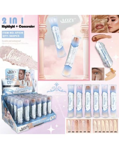 CORRECTOR C/ILUMINADOR SUPER COVER 2 EN 1 AOZY AF036 x24 /CAJA