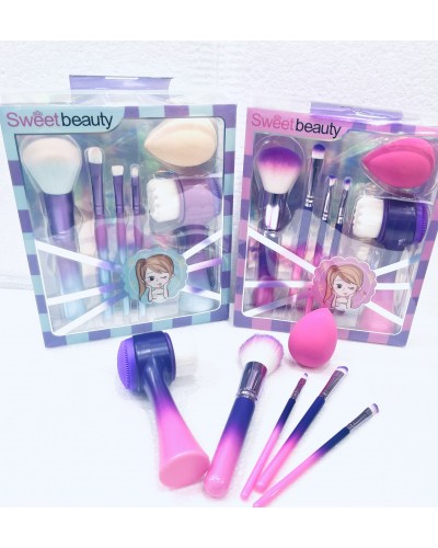 SET BROCHA CON LIMPIEZA SWEET BEAUTY 6PCS