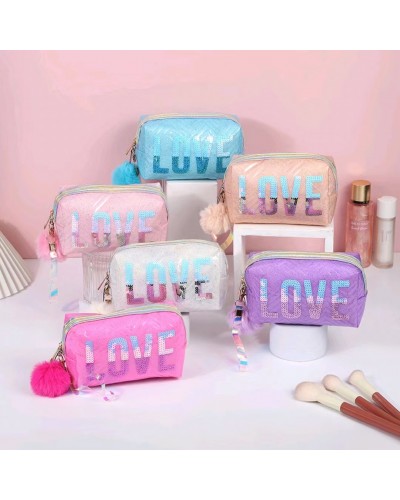 PORTA COSMETICO LOVE CON POMPON
