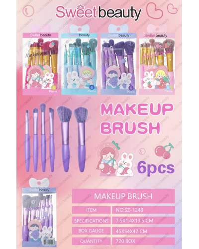 SET BROCHAS MAKEUP SWEET BEAUTY 6PCS