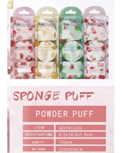 SET BORLAS FRUTITAS PARA POLVO KISS LOVELY 3PCS 