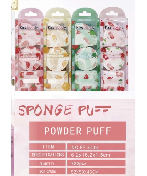 SET BORLAS FRUTITAS PARA POLVO KISS LOVELY 3PCS SET BORLAS FRUTITAS PARA POLVO KISS LOVELY 3PCS